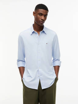 Tommy Hilfiger - Men Blue Solid/Plain Cotton Shirt