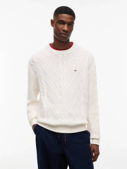 Tommy Hilfiger - Men White Textured Cotton Sweater