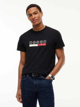 Tommy Hilfiger - Men Black Typography Cotton T-Shirt