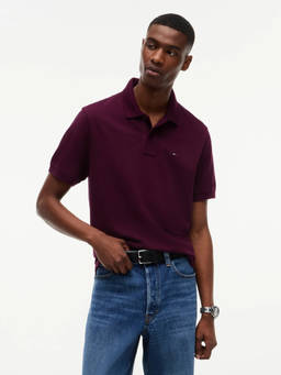 Tommy Hilfiger - Men Purple Solid/Plain Cotton Polo T-Shirt
