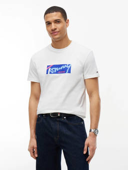 Tommy Hilfiger - Men White Typography Cotton T-Shirt