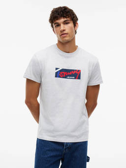 Tommy Hilfiger - Men Grey Typography Cotton T-Shirt