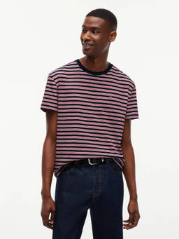 Tommy Hilfiger - Men Red Stripes Cotton T-Shirt