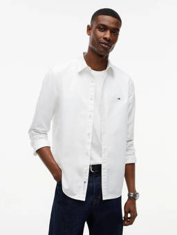 Tommy Hilfiger - Men White Solid/Plain Cotton Shirt