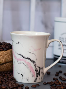 Voncasa - Ceramic Off White Coffee Mug, Marble Finish Mugs For Coffee, Tea & Milk (380ml)