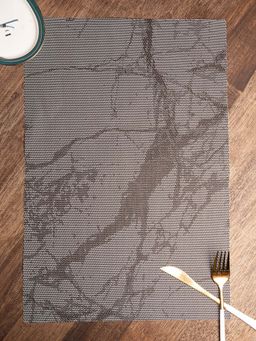 Voncasa - Plastic Grey Marble Pattern Placemat Mat Set of 4