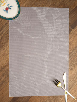Voncasa - Plastic Gray Marble Pattern Placemat Mat Set of 4