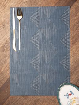 Voncasa - Plastic Blue Tringle Pattern Placemat Mat Set of 4