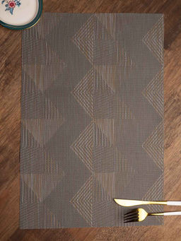 Voncasa - Plastic Stone Grey Tringle Pattern Placemat Mat Set of 4
