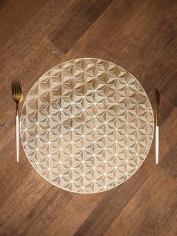 Voncasa - Plastic Golden Star Pattern Placemat Mat Set of 2