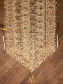 Voncasa - Polyester Golden Table Runner Leaf Pattern