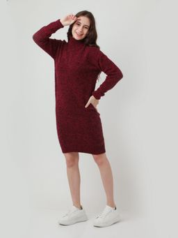 Zink London - Womens Red Textured Sweater Dress