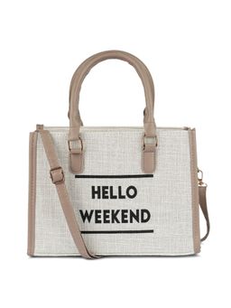 London Rag - Off White Microfiber Slogan Tote Bag