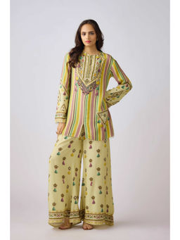 Basanti Kapde aur Koffee - Multicolor Muslin Embellished Tunic and Palazzo (Set of 2)