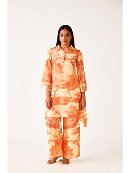 Basanti Kapde aur Koffee - Linen Embellished Kurta and Pant (Set of 2)