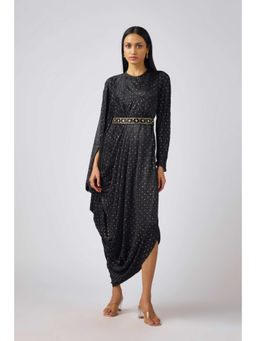Basanti Kapde aur Koffee - Black Crushed Organza Embellished Dress