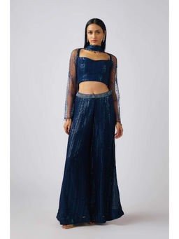 Basanti Kapde aur Koffee - Georgette Embroidered Blouse with Sharara and Dupatta (Set of 3)