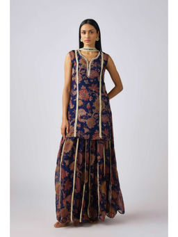 Basanti Kapde aur Koffee - Georgette Mirror Work Kurta with Sharara & Dupatta (Set of 3)