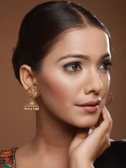 Aatmana - Gold-Toned Dome Shaped Jhumkas Earrings