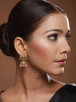 Aatmana - Gold-Plated Kundan Studded Triangular Shaped Jhumka Earrings