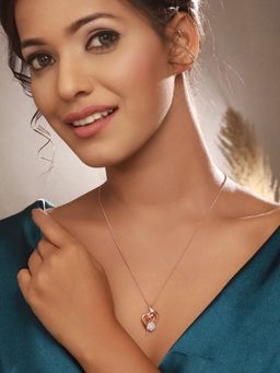 Aatmana - Set of 2 Heart Shaped Rose gold Plated and Floral Gold Plated Necklace