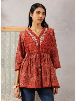 Lakshita - Maroon Printed Cotton Kurti for Women