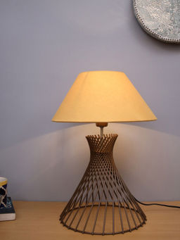 Homesake - Metal Spiral Table Lamp Gold Shade