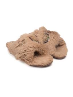 RETTROSE - Brown Amani Fur Sliders