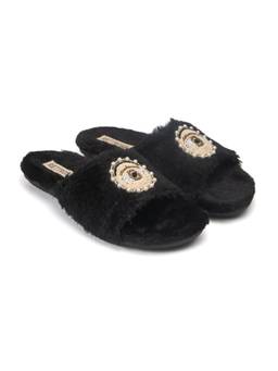 RETTROSE - Black Drishti Noir Embellished Sliders