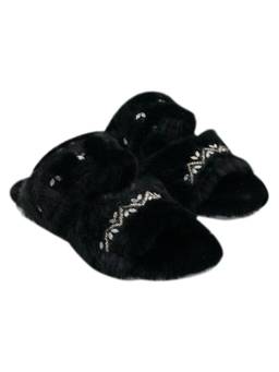 RETTROSE - Black Maitreyi Plush Sliders