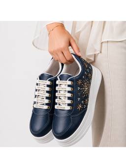 RETTROSE - Navy Blue Aabha Embellished Sneakers
