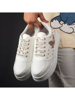 RETTROSE - White Hansika Embellished Sneakers