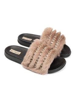 RETTROSE - Beige Trisha Plush Sliders