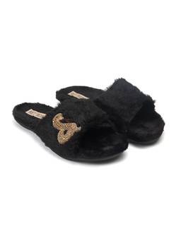 RETTROSE - Black Vasuki Noir Plush Sliders