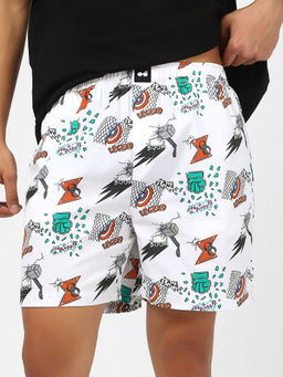Bewakoof - Official Marvel Men's White Avengers All Over Printed Boxers