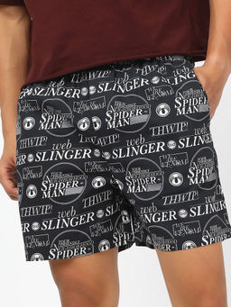 Bewakoof - Official Marvel Men's Black Spiderman All Over Printed Boxers