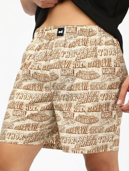 Bewakoof - Official Marvel Men's Brown Avengers All Over Printed Boxers