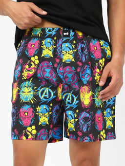 Bewakoof - Official Marvel Men's Black Avengers All Over Printed Boxers