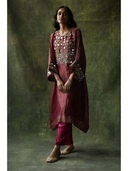 Begum Pret - Ruby Red Sahiba Kaftan (Set of 3)