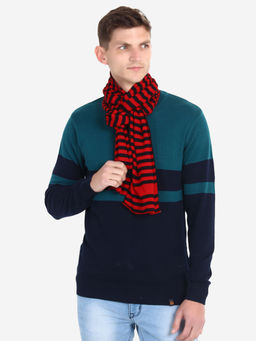 JOE Hazel - Mens Red and Black Striped Muffler