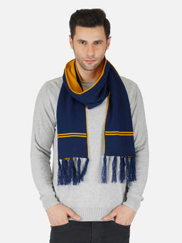 JOE Hazel - Men Blue Bold Fringed Muffler