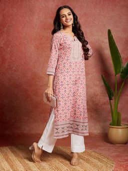 Libas - Womens Printed Pink Kurta