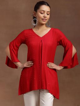 Libas - Womens Sequined Red Kurti