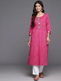 Libas - Womens Stripes Pink Kurta