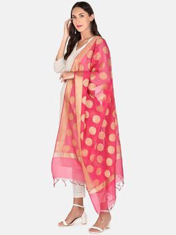 Dupatta Bazaar - Women's Banarasi Silk Pink Dupatta