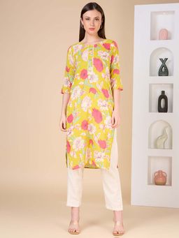 FASHOR - Women Green Cotton Kurta