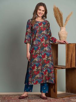 FASHOR - Women Multi-Colour Muslin Silk Kurta