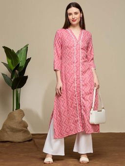 FASHOR - Women Pink Cotton Kurta