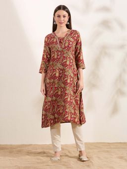 FASHOR - Women Red Viscose Rayon Kurta