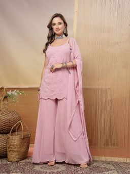 Stylum - Women Lavender Rayon Kurti with Palazzo and Dupatta